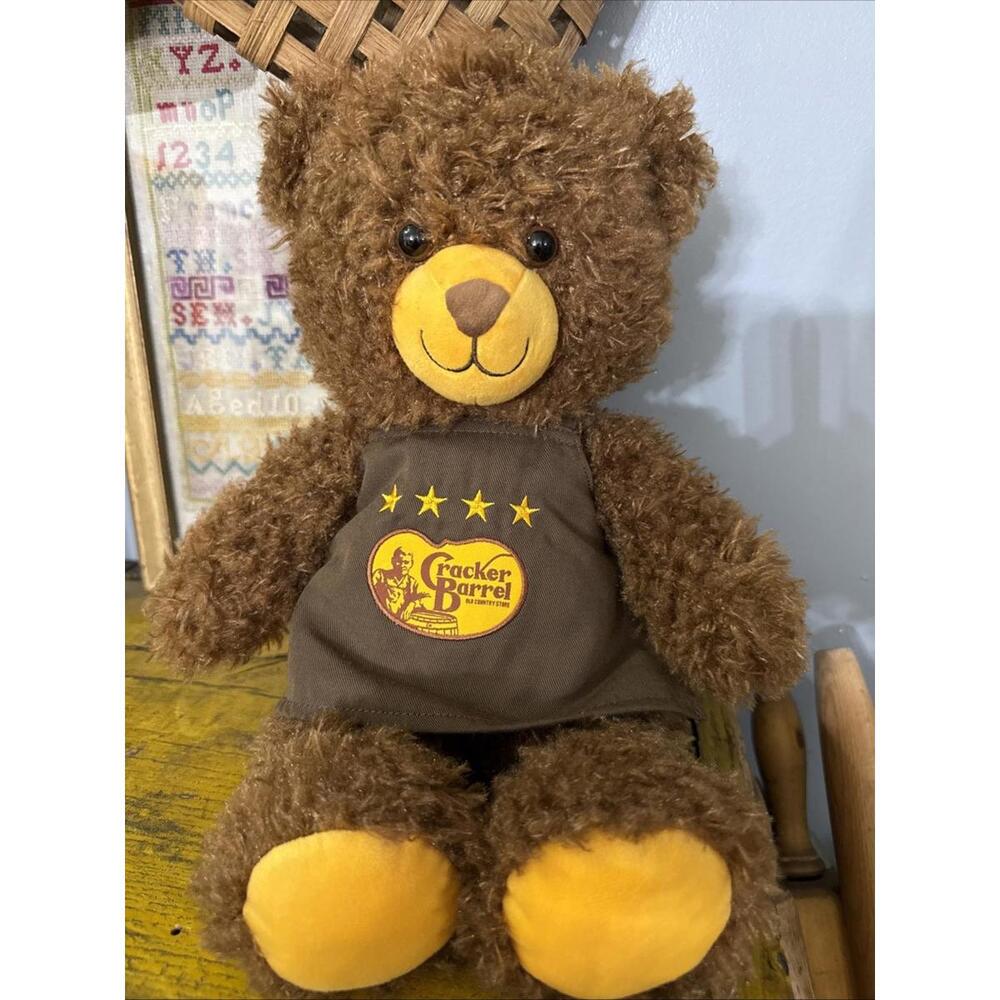 Cracker Barrel Herschel Brown Teddy Bear With Apron Plush Stuffed Animal 14” New